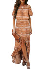Off The Shoulder High Low Floral Maxi Dress
