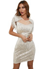 Mesh Bodycon Sequin Mini Dress with Tassel