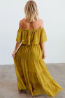 White/Black/Rust Red/Sky Blue/Yellow/Green Off Shoulder Ruffle Swiss Dot Maxi Dress
