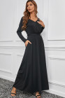Black V Neck Off The Shoulder Maxi Dress