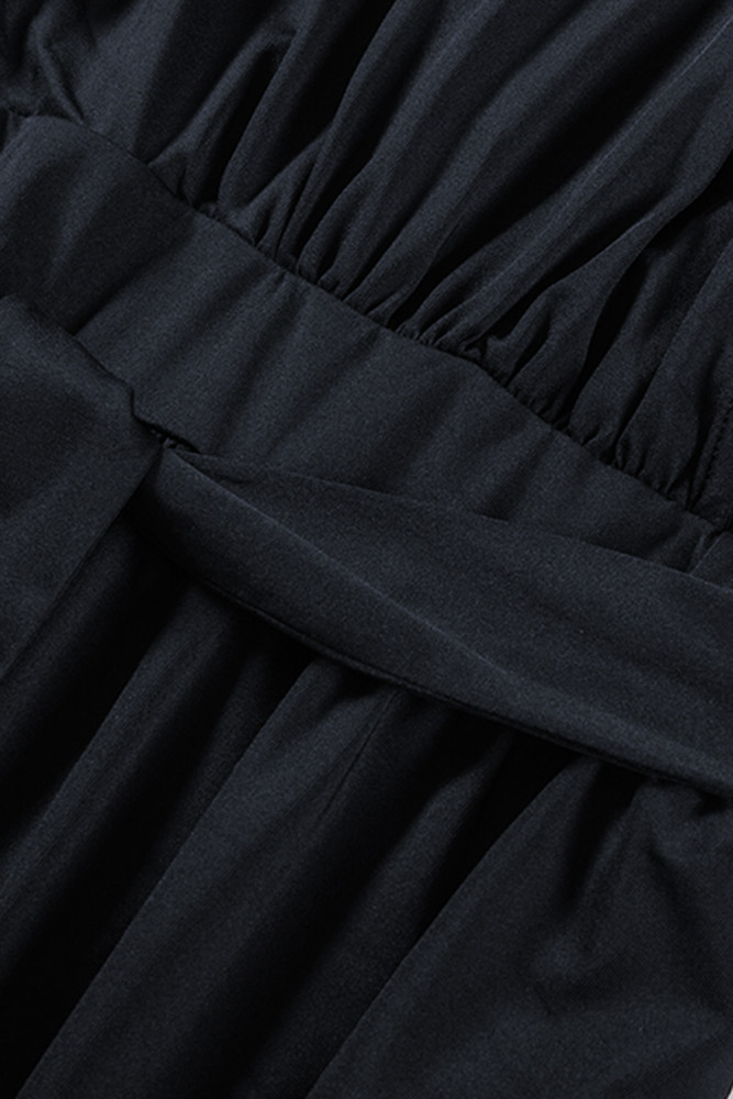 Black V Neck Off The Shoulder Maxi Dress