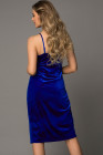 Blue Deep V Neck Sequins Midi Dress with Side Split
