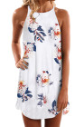 Blooming Red Flower Print Navy Sleeveless Dress