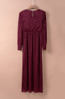 Black/Wine Red/Green/Apricot Side Split Rhinestone V Neck Maxi Dress