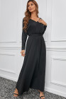 Black V Neck Off The Shoulder Maxi Dress