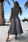Floral Lace Dress for Women High Neck Sleeveless Crochet Mesh Maxi Dress