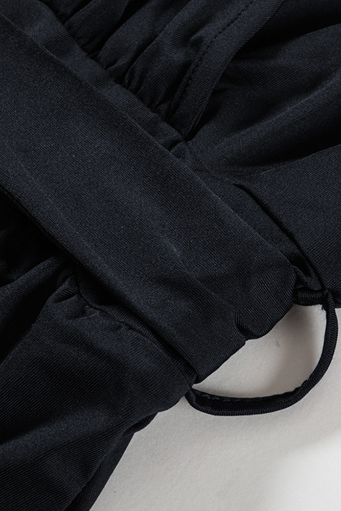 Black V Neck Off The Shoulder Maxi Dress