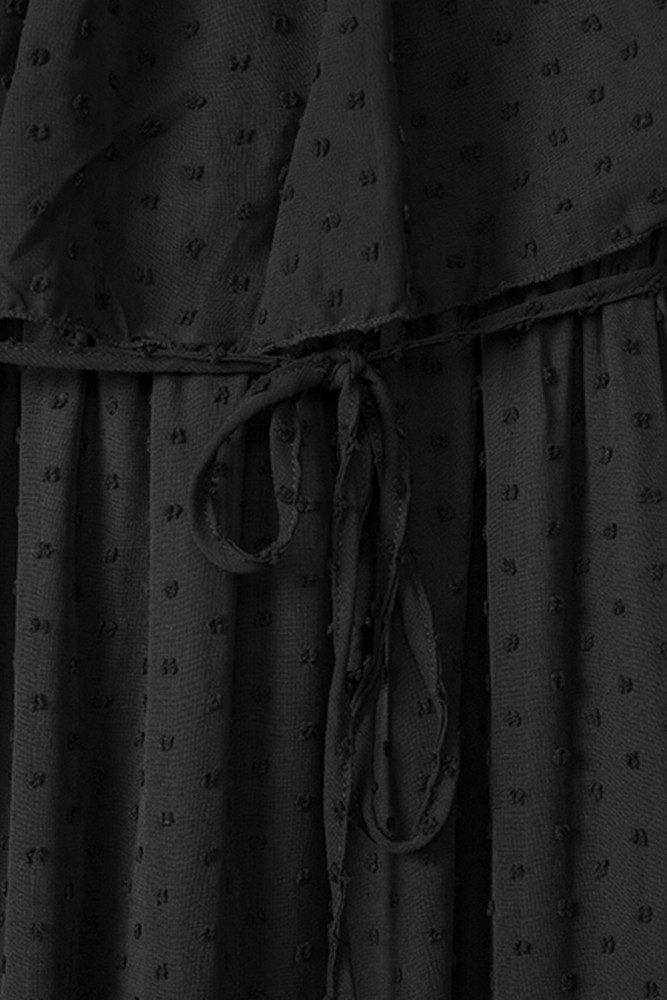 White/Black/Rust Red/Sky Blue/Yellow/Green Off Shoulder Ruffle Swiss Dot Maxi Dress