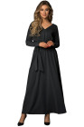 Black V Neck Off The Shoulder Maxi Dress
