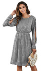 Crew Neck Sequin Split Sleeve Midi Dress
