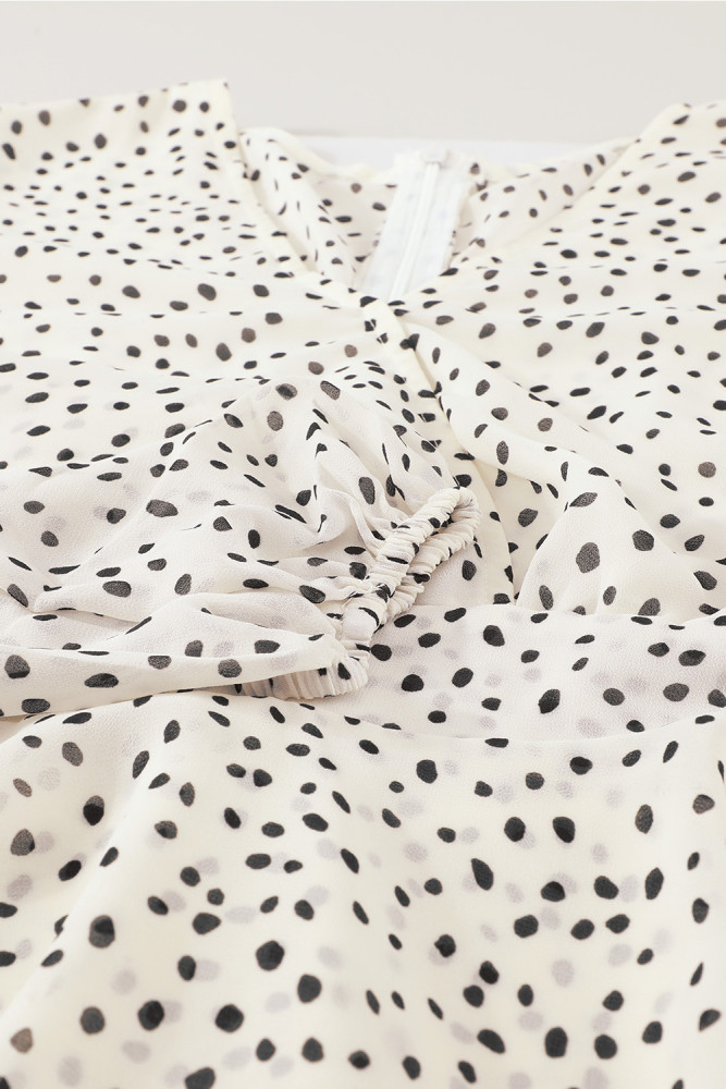 V Neck Waist Tie Double Layer Ruffle Short Dress