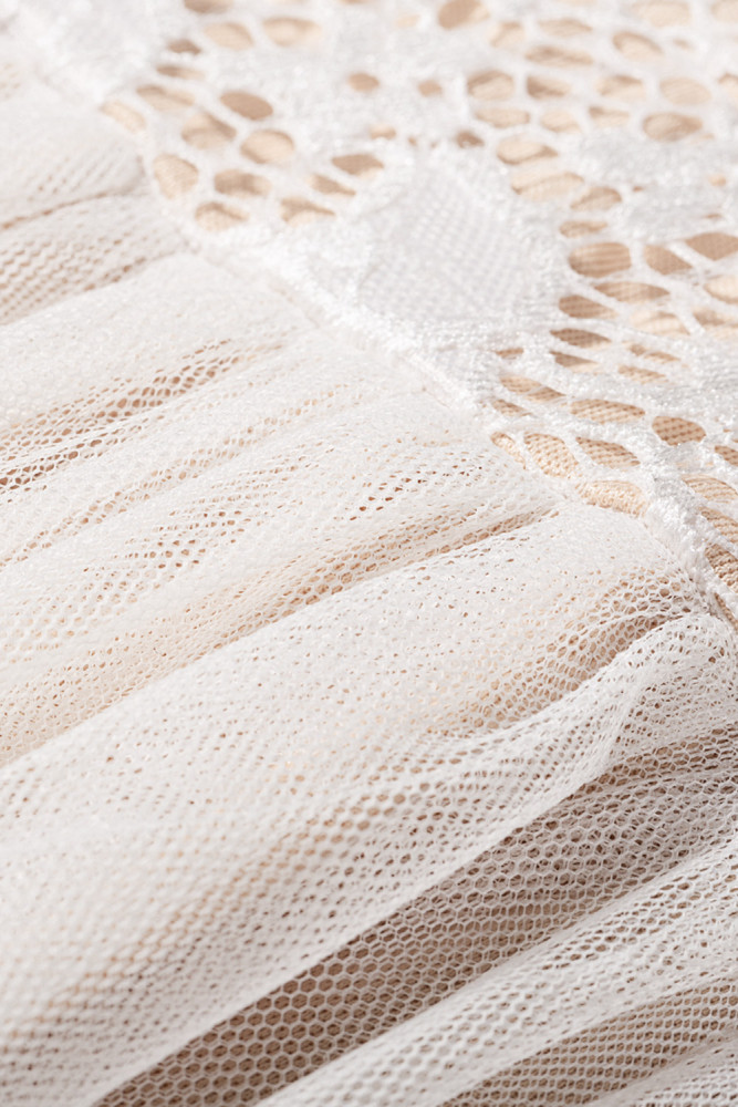 Floral Lace Dress for Women High Neck Sleeveless Crochet Mesh Maxi Dress