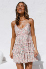 Summer V Neck Smocked Swing Cami Floral Dress