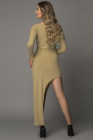 Scoop Neck Long Sleeve Rib Maxi Dress with Split