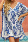 Womens Floral Print Tassel Hem Beach Cover up