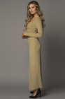 Scoop Neck Long Sleeve Rib Maxi Dress with Split