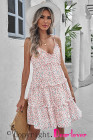 Summer V Neck Smocked Swing Cami Floral Dress