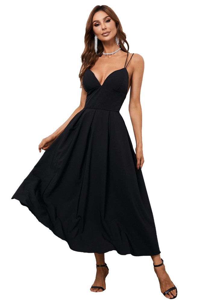 Criss Cross Backless Flowy Maxi Dress for Women