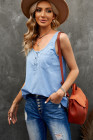 Sleeveless Tops Denim Bust Pocket Tank Top