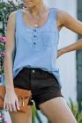Sleeveless Tops Denim Bust Pocket Tank Top