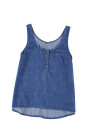 Sleeveless Tops Denim Bust Pocket Tank Top