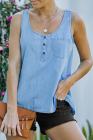 Sleeveless Tops Denim Bust Pocket Tank Top