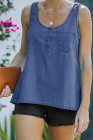 Sleeveless Tops Denim Bust Pocket Tank Top