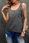 Sleeveless Tops Denim Bust Pocket Tank Top