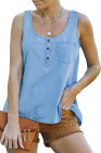 Sleeveless Tops Denim Bust Pocket Tank Top