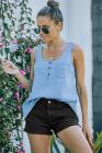 Sleeveless Tops Denim Bust Pocket Tank Top