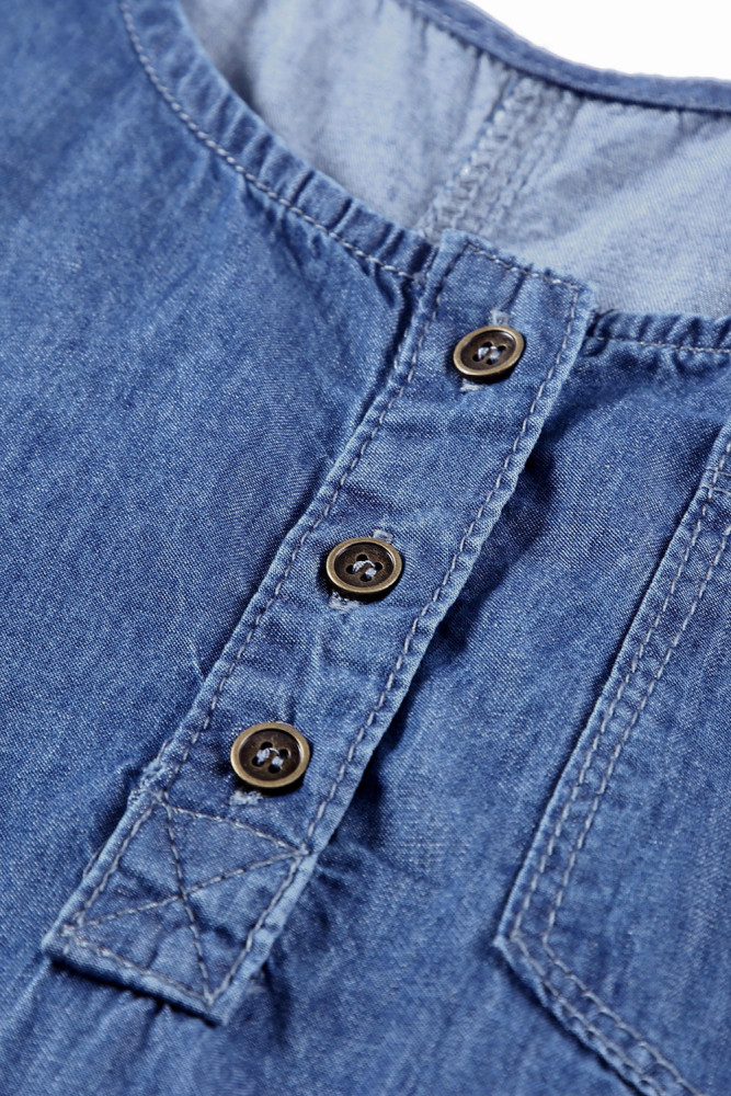 Sleeveless Tops Denim Bust Pocket Tank Top