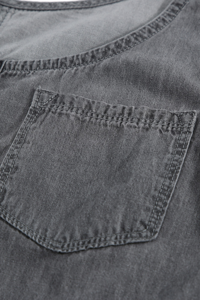 Sleeveless Tops Denim Bust Pocket Tank Top