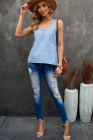 Sleeveless Tops Denim Bust Pocket Tank Top