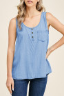 Sleeveless Tops Denim Bust Pocket Tank Top