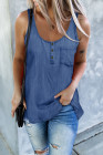 Sleeveless Tops Denim Bust Pocket Tank Top