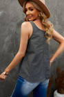 Sleeveless Tops Denim Bust Pocket Tank Top