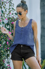 Sleeveless Tops Denim Bust Pocket Tank Top