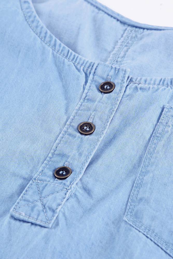 Sleeveless Tops Denim Bust Pocket Tank Top