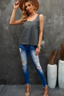 Sleeveless Tops Denim Bust Pocket Tank Top