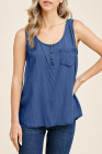 Sleeveless Tops Denim Bust Pocket Tank Top
