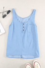 Sleeveless Tops Denim Bust Pocket Tank Top