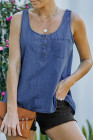 Sleeveless Tops Denim Bust Pocket Tank Top