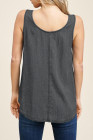 Sleeveless Tops Denim Bust Pocket Tank Top