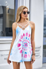 Tie Dye Strappy Crossed Neckline Tank Top
