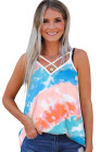 Tie Dye Strappy Crossed Neckline Tank Top