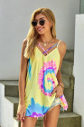 Tie Dye Strappy Crossed Neckline Tank Top