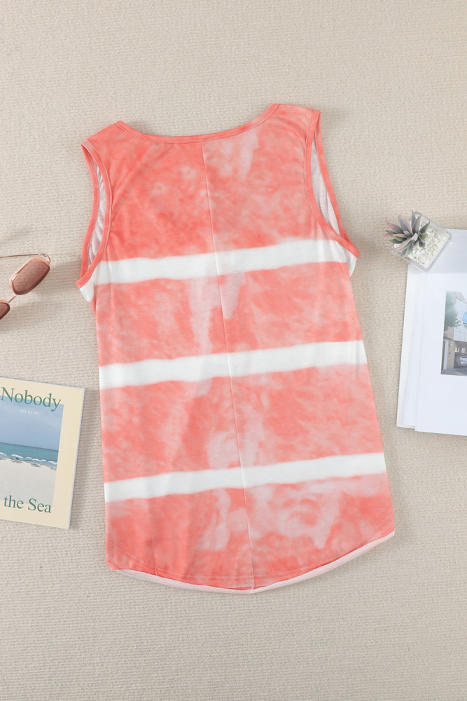 Tie-dye Print Button Front Tank Top