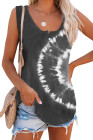 Tie-dye Print Button Front Tank Top