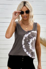 Tie-dye Print Button Front Tank Top
