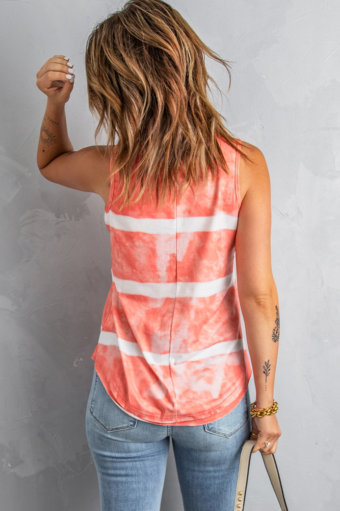 Tie-dye Print Button Front Tank Top